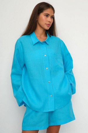 Рубашка короткая  S021_Cerulean Blue/Голубой