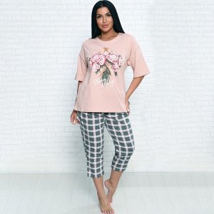 Комплект женский домашний (футболка/бриджи), цвет розовый