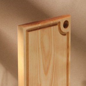 Доска разделочная деревянная с кровостоком Adelica, 26x16x2 см, покрыта маслом, цельная берёза