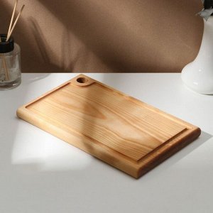 Доска разделочная деревянная с кровостоком Adelica, 26x16x2 см, покрыта маслом, цельная берёза
