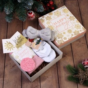Подарочный набор новогодний "Happy holidays" полотенце и акс