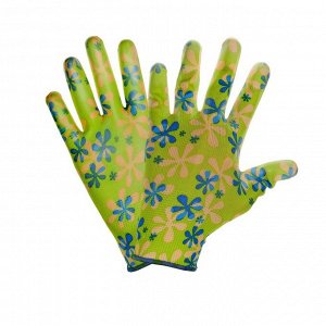 Перчатки нейлоновые, с нитриловым полуобливом, размер 10, цвет МИКС