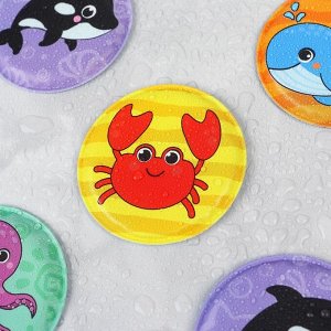 Мемо-игра Крошка Я «Морские животные» развивающие наклейки - присоски для игры в ванне, найди пару, EVA, 6 пар, 12 стикеров