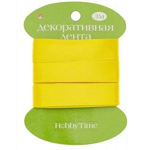 Лента декоративная АТЛАСНАЯ "ЖЕЛТАЯ" 3 м х 15 мм 2-615/11 Альт