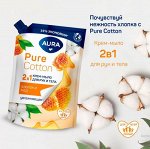 Крем-мыло &quot;Aura Pure Cotton&quot; 2в1 хлопок/мед 450мл