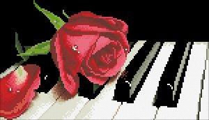Набор (алмазная мозаика) Роза на рояле