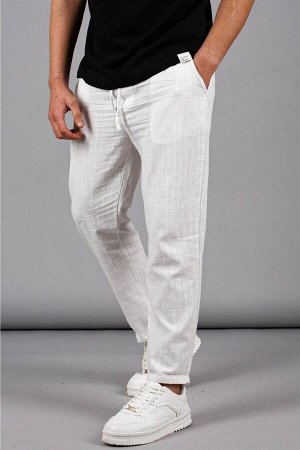 Белые мужские базовые брюки из муслина 5491