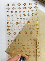 Наклейки для дизайна ногтей № F462 золото голография