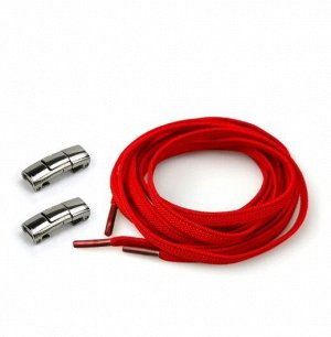 Шнурки на резинке красные / эластичные шнурки с застежкой 1 пара