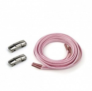 Шнурки на резинке светло-розовые / эластичные шнурки с застежкой 1 пара