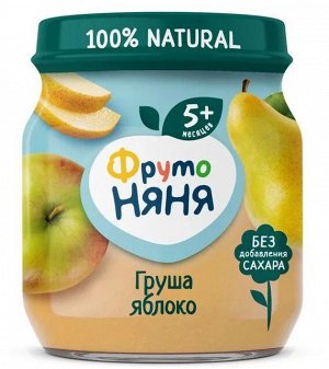 ФРУТОНЯНЯ Пюре 100г груша-яблоко натуральное большая упаковка 12 шт