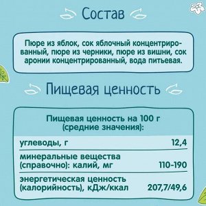 ФРУТОНЯНЯ Пюре 100г Ягодный салатик (яблоко-черника-вишня)