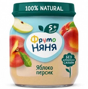 ФРУТОНЯНЯ Пюре 100г яблоко-персик натуральное большая упаковка 12 штук