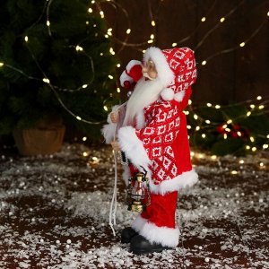 Дед Мороз "В костюме с орнаментом" 28 см, красный