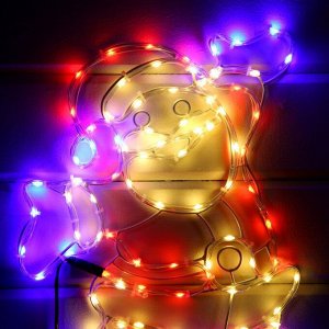 Светодиодная фигура «Дед Мороз», 38 x 50 см, дюралайт, 100 LED, 220 В, свечение красное/зелёное/белое