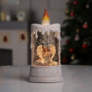 Светодиодная фигура «Свеча с ангелом» 12.3 x 24 x 8 см, пластик, батарейки ААх3 (не в комплекте), USB, свечение тёплое белое