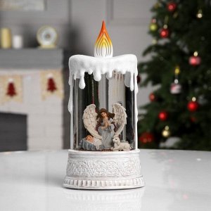 Светодиодная фигура «Свеча с ангелом» 12.3 x 24 x 8 см, пластик, батарейки ААх3 (не в комплекте), USB, свечение тёплое белое