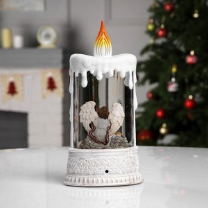 Светодиодная фигура «Свеча с ангелом» 12.3 x 24 x 8 см, пластик, батарейки ААх3 (не в комплекте), USB, свечение тёплое белое