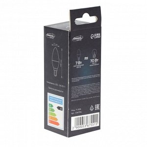Лампа светодиодная Luazon Lighting, C37, 7 Вт, E14, 630 Лм, 4000 К, дневной свет