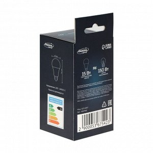 Лампа светодиодная Luazon Lighting, A60, 15 Вт, E27, 1350 Лм, 4000 К, дневной свет