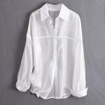 Солнцезащитная свободная дышащая рубашка с длинными рукавами,  белая