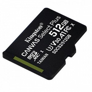 Карта памяти MicroSDXC Kingston Canvas Select Plus 512GB cl10 UHS, SDCS2/512GBSP