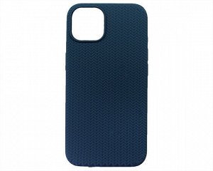 Чехол iPhone 13 SC Full Плетеный (темно-синий)