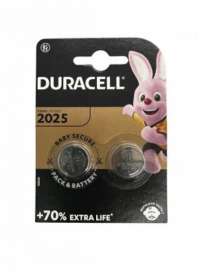 Элемент литиевый Duracell CR2025 2-BL, цена за 1 упаковку
