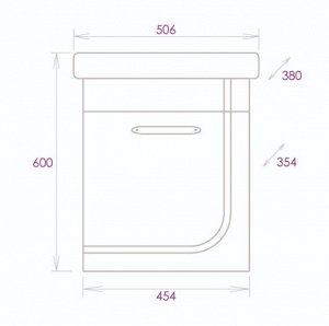 Тумба подвесная Onika ИРИС 50.01 с умывальником Тигода-50, белая (506х380х600)