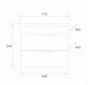 Тумба подвесная Onika ЛЕГРАН 70.13, 2 ящика., с умывальником ФОСТЕР-70 (Cersanit), дуб галифакс