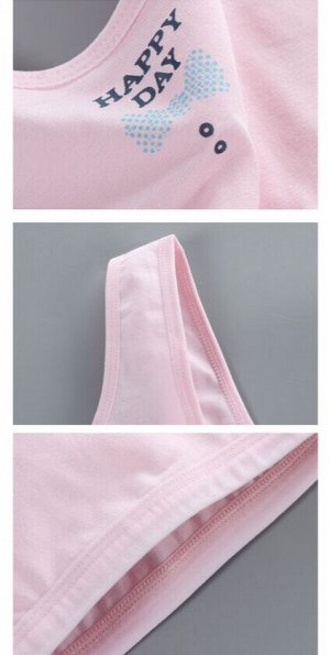 Комплект нижнего белья для девочки (топ+трусы-шортики, цвет светло-розовый, принт "надпись")