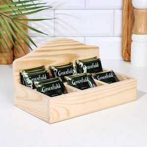 Подставка для чайных пакетиков, 6 отсеков, заготовка для творчества, 23.5x14x5 см