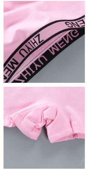 Комплект нижнего белья для девочки (топ+трусы-шортики, цвет розовый, принт "надпись")