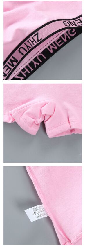 Комплект нижнего белья для девочки (топ+трусы-шортики, цвет бежевый, принт "надпись")