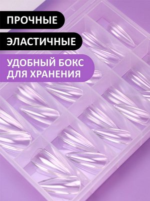 Гелевые типсы "Острый миндаль" глянец, (12 размеров - 120 шт)