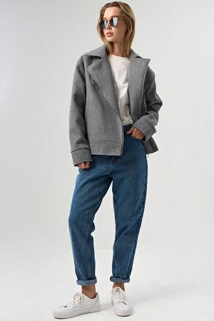 Куртка из пальтовой ткани серая