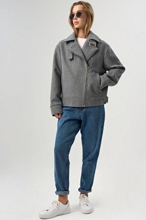 Куртка из пальтовой ткани серая
