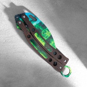 Сувенир деревянный "Нож-бабочка. Керамбит", синий с зелёным