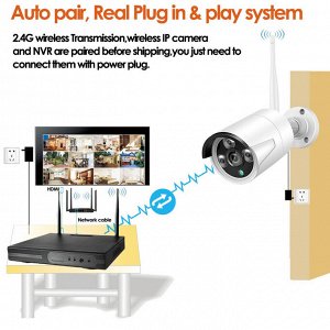 Комплект беспроводных камер видеонаблюдения 4 камеры HD Wi-Fi + 500GB жесткий диск IP66