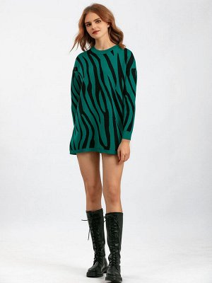 Удлиненный свитер  темно зеленый