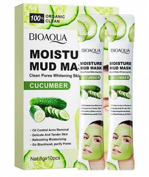 BIOAQUA MUD MASK CUCUMBER Грязевая маска для лица с экстрактом огурца, 8шт*10г