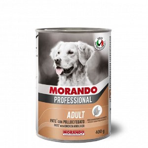 Конс. корм для собак "Morando Professional" 400гр.*ПАШТЕТ с КУРИЦЕЙ и печенью.