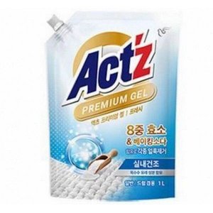 Концентрированный гель "Act’z Premium Gel" для стирки белья для машин с вертикальной и горизонтальной загрузкой (аромат мяты) 1 л, мягкая упаковка с крышкой