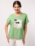 Футболка с цельнокроеным рукавом и  вышивкой пайетками фисташка_enjoy_little_things