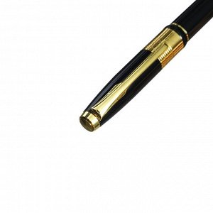 Ручка подарочная, шариковая "Босс" в кожзам футляре, поворотная, чёрная с золотом