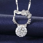 Кулон китти со стразами стерлинговое серебро