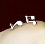 Серьги гвоздики ноты стерлинговое серебро