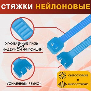 TUNDRA Хомут нейлоновый ТУНДРА krep, для стяжки, 2.5х100 мм, цвет синий, в упаковке 100 шт.