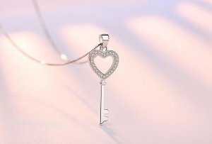 Кулон ключ со стразами стерлинговое серебро