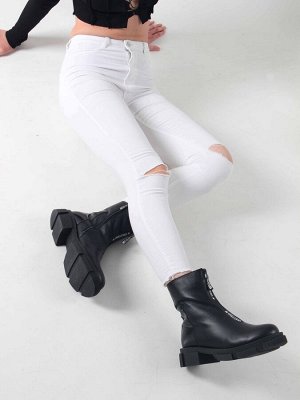 Ботинки женские зимние из натуральной кожи Черные